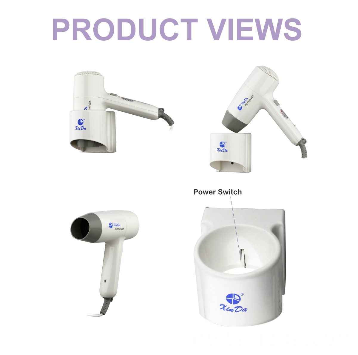 An der Wand montierter thermostatischer Haartrockner Wall-mounted thermostatic hair dryer